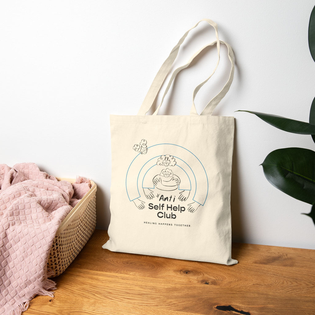 Tote Bag — "Anti Self Help Club" Cute Illustration Canvas Tote