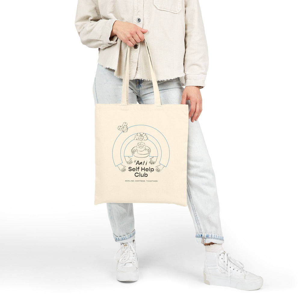 Tote Bag — "Anti Self Help Club" Cute Illustration Canvas Tote