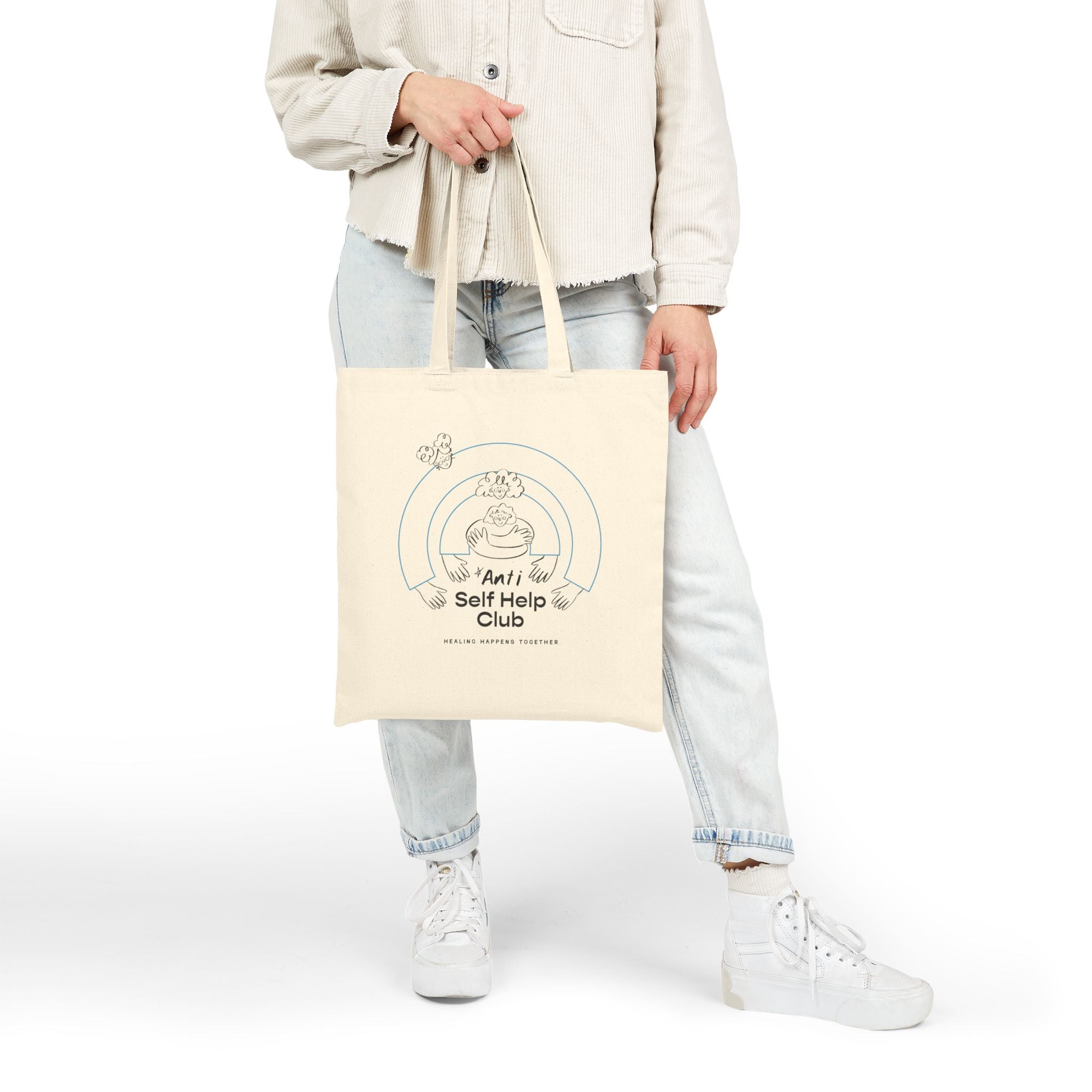Tote Bag — "Anti Self Help Club" Cute Illustration Canvas Tote