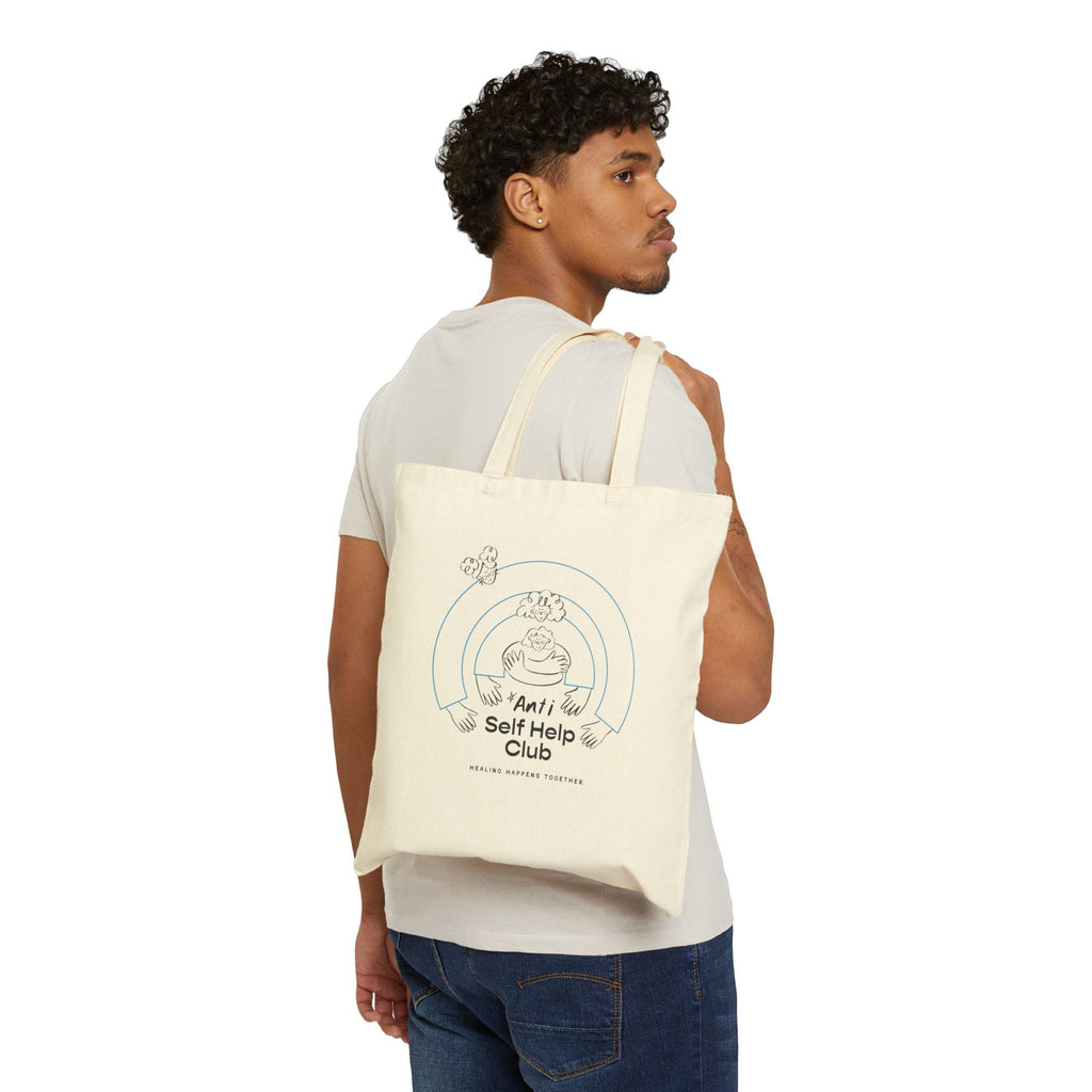 Tote Bag — "Anti Self Help Club" Cute Illustration Canvas Tote